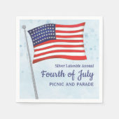 水彩赤白青シンプル7月4日 スタンダードカクテルナプキン (正面)