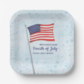 水彩赤白青シンプル7月4日 ペーパープレート (正面)