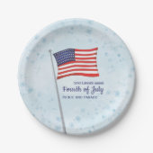 水彩赤白青シンプル7月4日 ペーパープレート (正面)