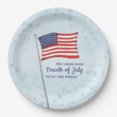 水彩赤白青シンプル7月4日 ペーパープレート (正面)