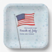 水彩赤白青シンプル7月4日 ペーパープレート (正面)