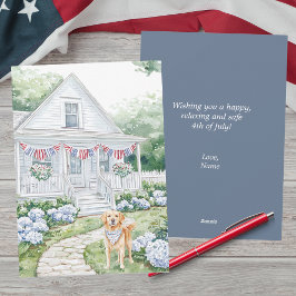 水彩赤白青国コテージ7月4日 シーズンカード