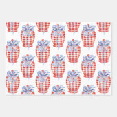 水彩赤白&青パトリオティックジンジャージャー ラッピングペーパーシート (正面)