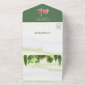 水彩赤素朴納屋周囲の庭ファームベビーシャワー オールインワン招待状 (外側)