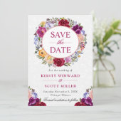 水彩赤紫リース結婚ズ セーブザデート (スタンド正面)