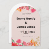 水彩赤結婚式招待状 招待状 (正面/裏面)