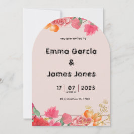 水彩赤結婚式招待状 招待状