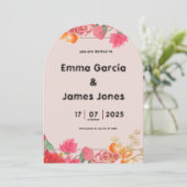 水彩赤結婚式招待状 招待状 (スタンド正面)