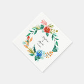 水彩赤結婚緑フローラ紙ナプキン スタンダードカクテルナプキン (角)