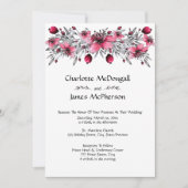 水彩赤結婚花 招待状 (正面)