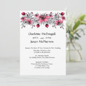 水彩赤結婚花 招待状 (スタンド正面)