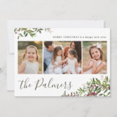 水彩赤緑のクリスマスブランチコラージュ シーズンカード (正面)