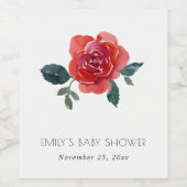 水彩赤緑バラフローラベビーシャワー ワインラベル (シングルラベル)