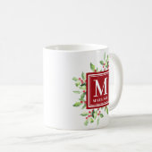 水彩赤緑モノグラムクリスマスマグ コーヒーマグカップ (正面右)