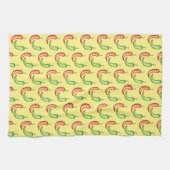 水彩赤緑唐辛子 キッチンタオル (横)