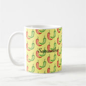 水彩赤緑唐辛子 コーヒーマグカップ (左)