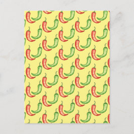 水彩赤緑唐辛子 ポストカード