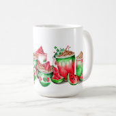 水彩赤緑白スイカ飲料 コーヒーマグカップ (正面右)