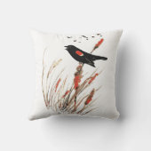 水彩赤羽ブラックバードアート自然 クッション (裏面)