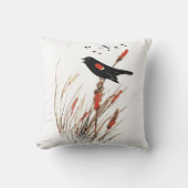 水彩赤羽ブラックバードアート自然 クッション (正面)