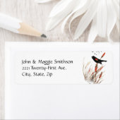 水彩赤羽ブラックバードアート自然 ラベル (インサイチュ)