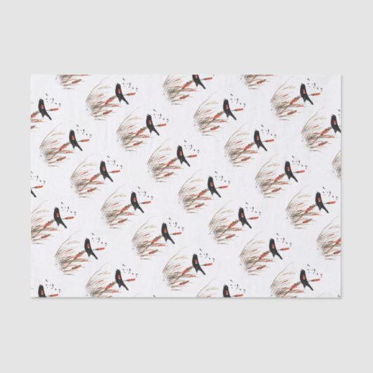 水彩赤羽ブラックバードアート自然 薄葉紙 (正面)