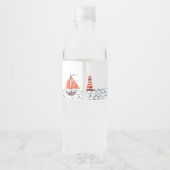 水彩赤航海の青子供の誕生日 ペットボトルラベル (裏面)