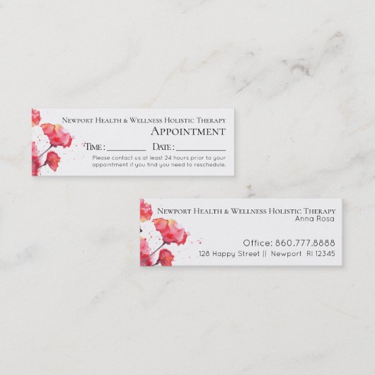 *~*水彩赤色ポピーフラワーのフローラモダン スキニー名刺 (正面/裏面)