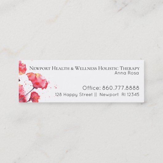 *~*水彩赤色ポピーフラワーのフローラモダン スキニー名刺 (裏面)