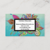 水彩赤色青色フローラペイズリーパターン 名刺 (裏面)