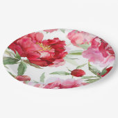 水彩赤芍薬パターン ペーパープレート (アングル)