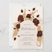 水彩赤金ゴールドバラブライダルシャワー招待状 招待状 (正面)