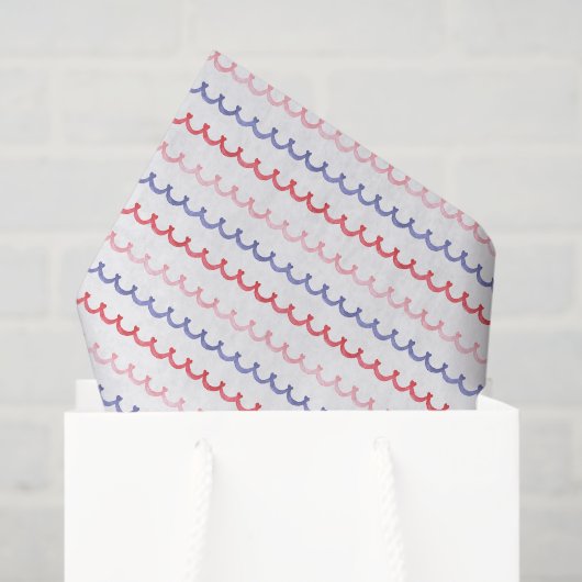 水彩赤青とピンクの鱗片状 薄葉紙 (ギフトバッグ)