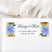 水彩赤青黄色の花アドレス ラベル (インサイチュ)