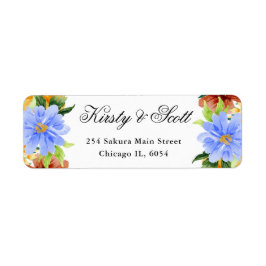 水彩赤青黄色の花アドレス ラベル