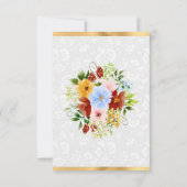 水彩赤青黄色結婚花 出欠カード (裏面)