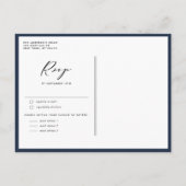 水彩赤面とネイビーフローラフレ結婚ーム インビテーションポストカード (裏面)