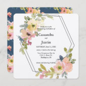 水彩赤面とレモ結婚ン 招待状 (正面/裏面)