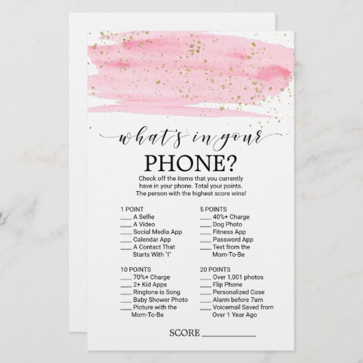 水彩赤面と金ゴールドあなたの電話ゲームの内容 (正面/裏面)