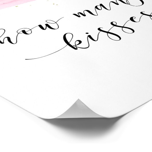 水彩赤面と金ゴールドいくつのキス記号 ポスター (角)