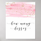 水彩赤面と金ゴールドいくつのキス記号 ポスター (正面)