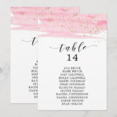 水彩赤面と金ゴールドテーブル番号座席表 (正面/裏面)