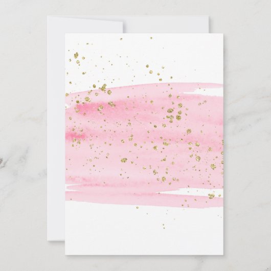 水彩赤面と金ゴールド写真誕生のお知らせ 案内状 (裏面)