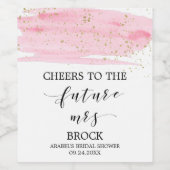 水彩赤面と金ゴールド未来ミセスブライダルシャワー ワインラベル (シングルラベル)