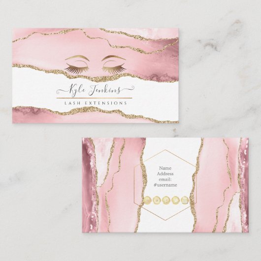 水彩赤面エージフェイクェート金ゴールド眼点滅 名刺 (正面/裏面)