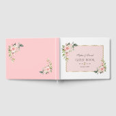 水彩赤面クリームフラワーピンク結婚フレーム ゲストブック (全面)