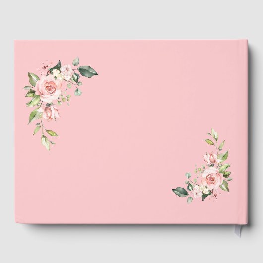 水彩赤面クリームフラワーピンク結婚フレーム ゲストブック (裏面)