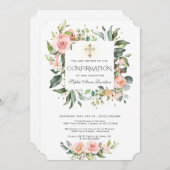 水彩赤面クリームフローラガール確認 招待状 (正面/裏面)