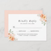 水彩赤面シックフローラRSVPと食事の選択 出欠カード (正面/裏面)