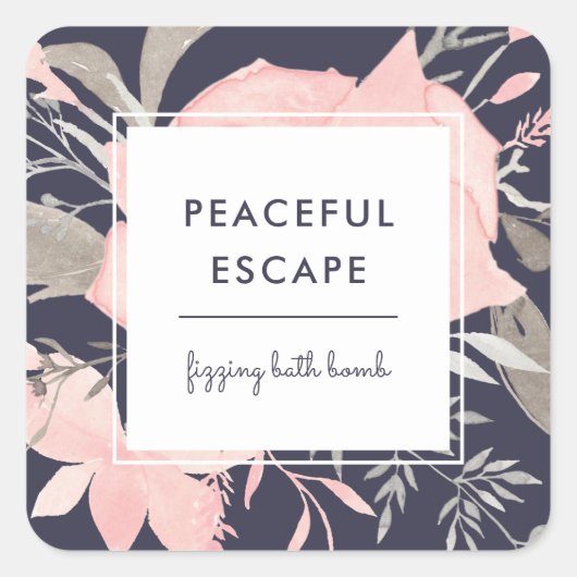 水彩赤面ネイビーフローラ製品事業 スクエアシール (正面)